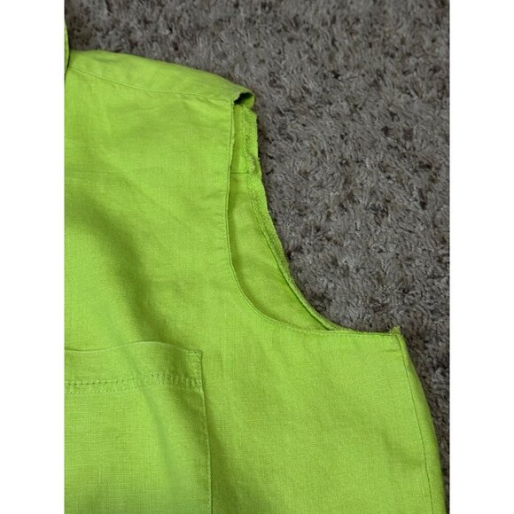 WESTBOUND Green 100% Linen Green Button Front Sleeveless Shirt Top LARGE READ - Picture 6 of 8